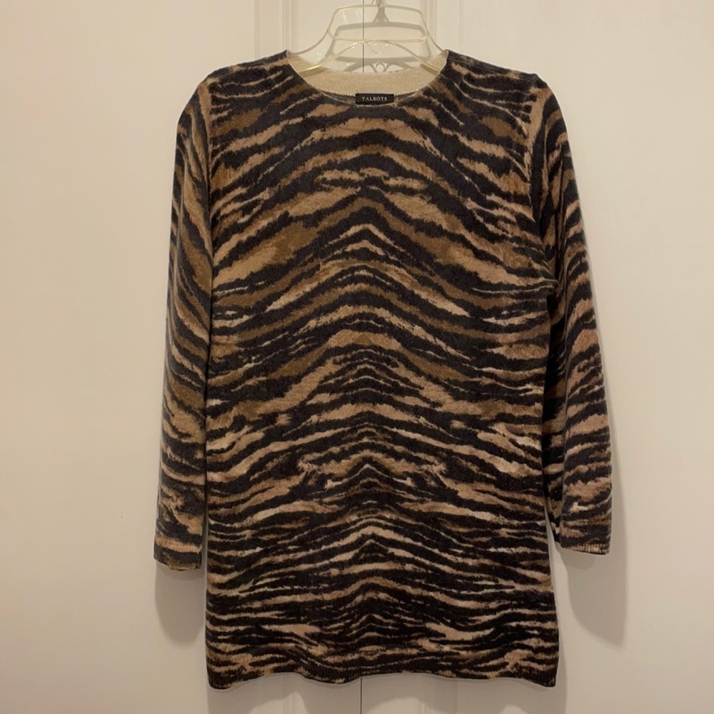 Talbots 100% Cashmere Sweater in Animal Print